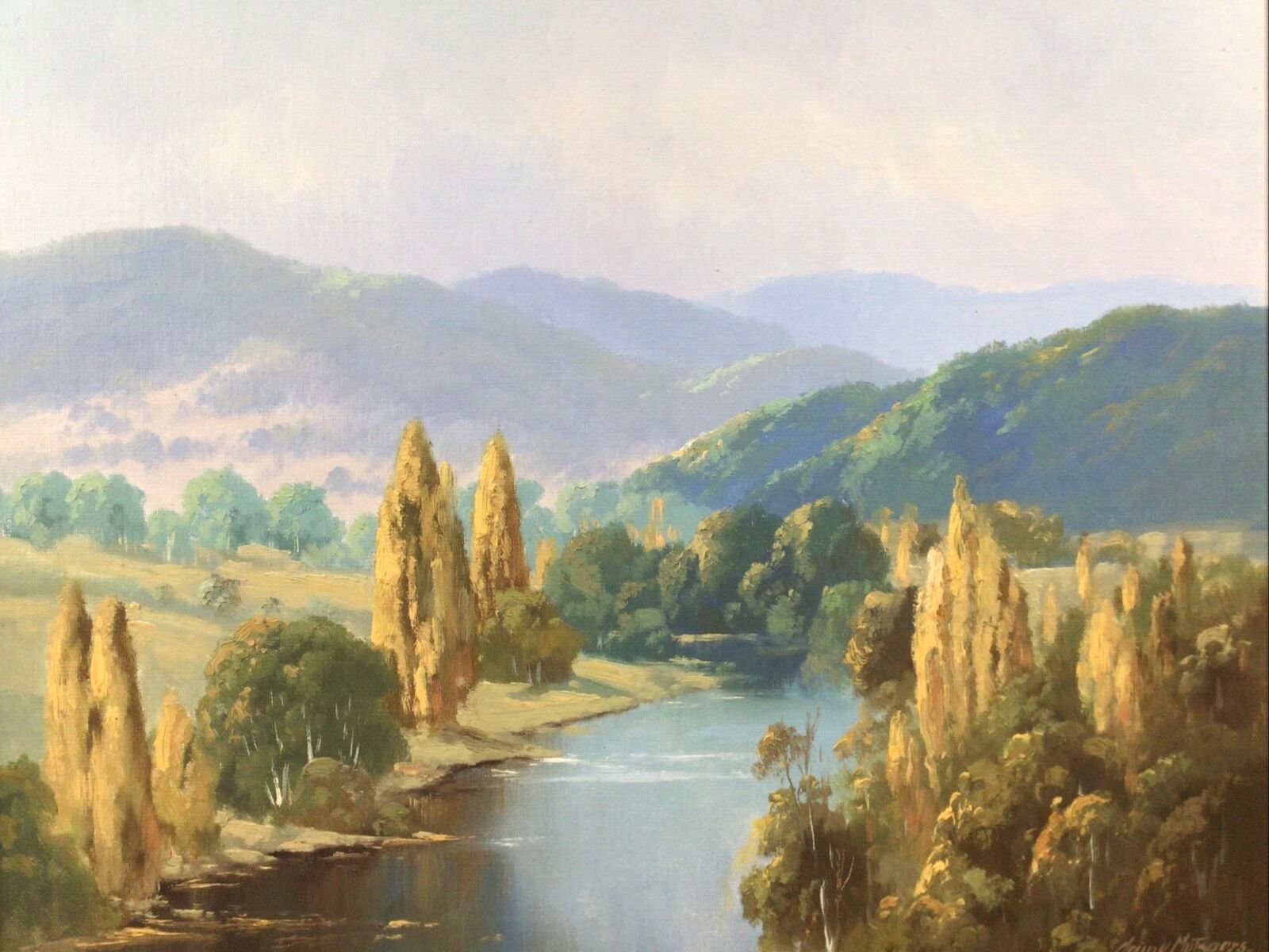 本物　油絵　オーストラリア　HAG Heerrings 絵画？ H.A.G Heerings Framed Landscape Oil Painting — Hatherley Fine Art